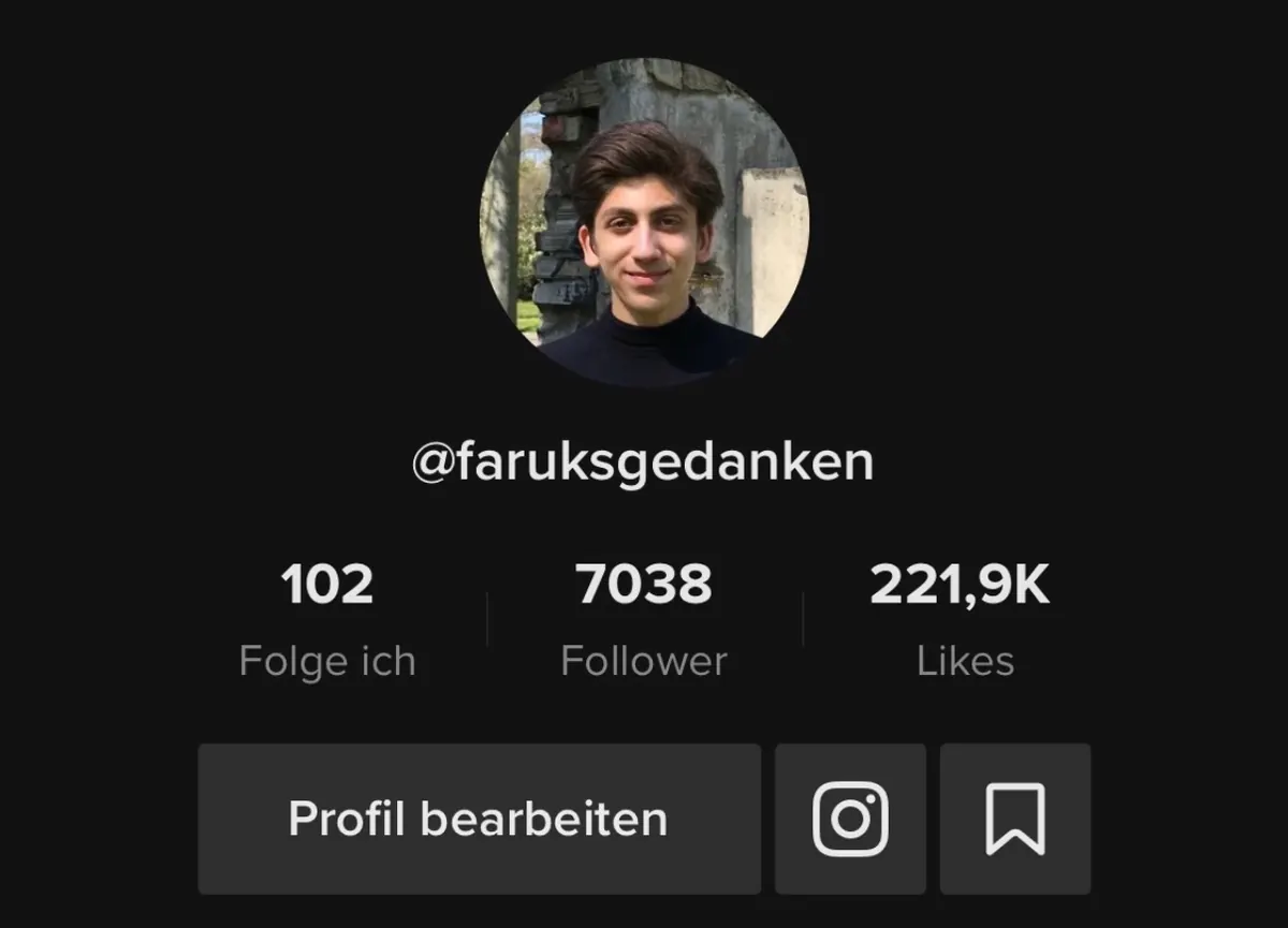 TikTok-Profil @faruksgedanken mit 7.038 Followern